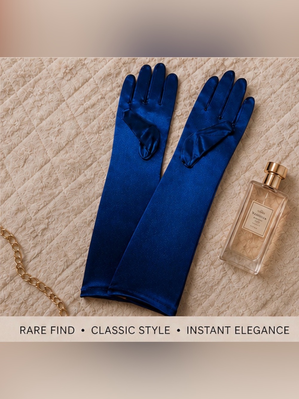 Elegant Blue Satin Opera Gloves